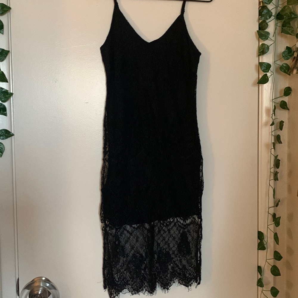 Forever 21 Black Lace Slip Midi Dress XS